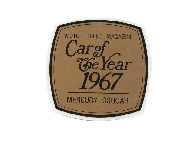 DECAL, WINDOW, MOTOR TREND MAGAZINE 1967 CAR OF THE YEAR